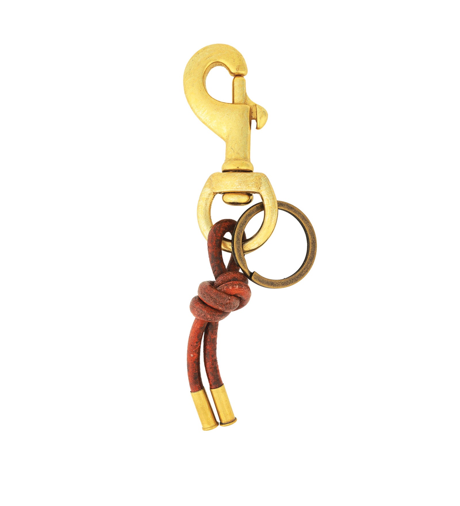 Tres Cuervos-Leather Knot Keychain-Accessories-Brass, Distressed Brown-Blue Ruby Jewellery-Vancouver Canada