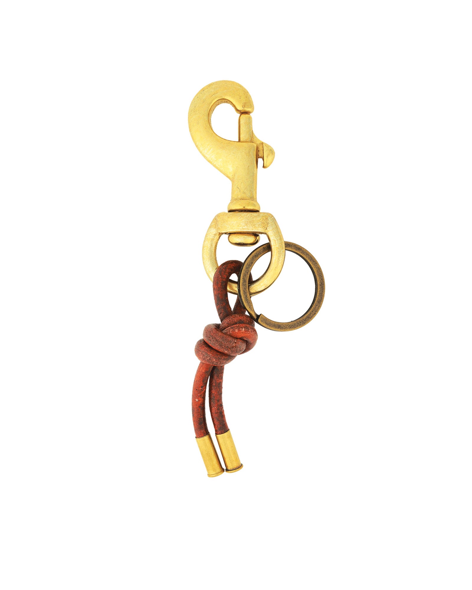 Tres Cuervos-Leather Knot Keychain-Accessories-Brass, Distressed Brown-Blue Ruby Jewellery-Vancouver Canada
