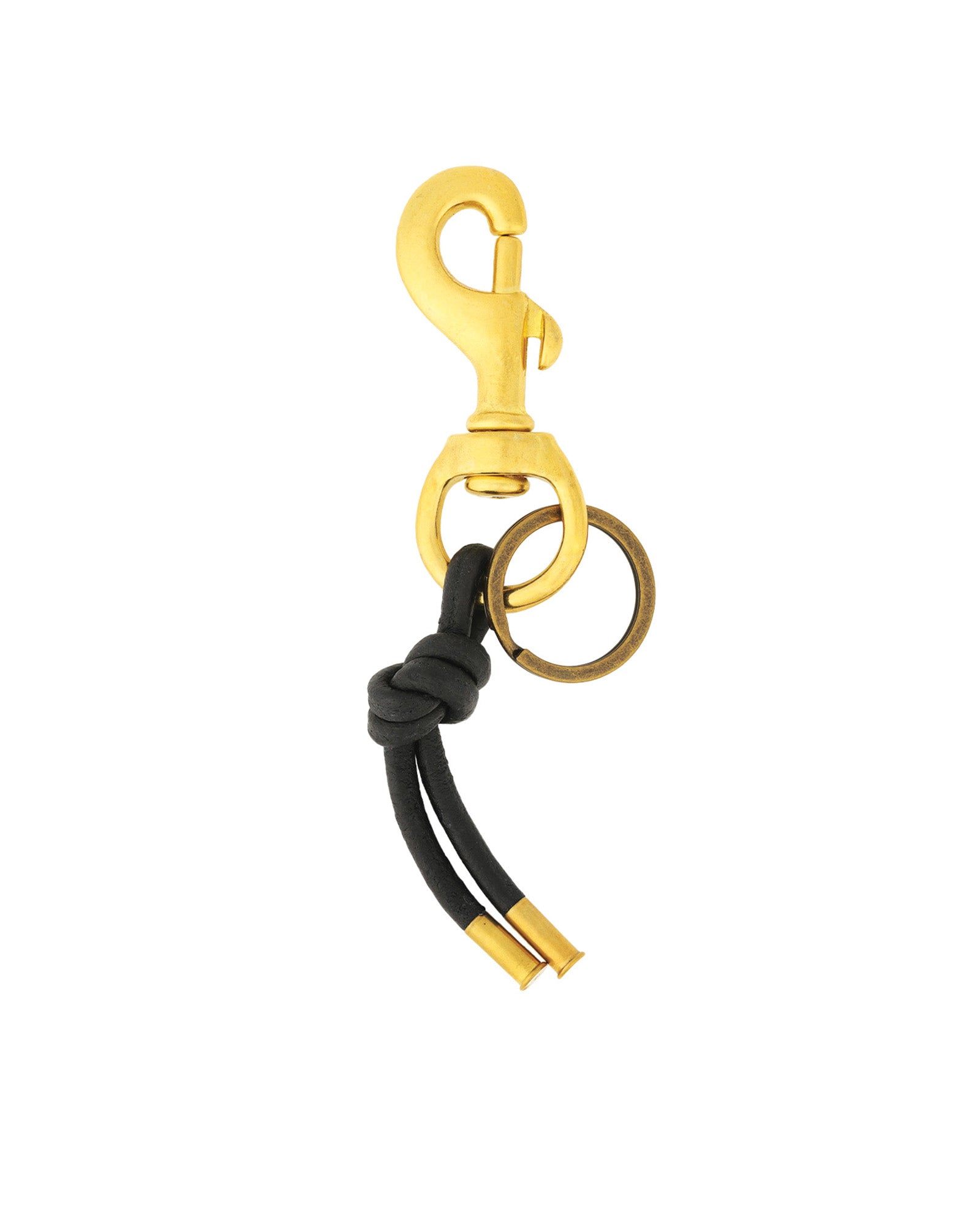Tres Cuervos-Leather Knot Keychain-Accessories-Brass, Faded Black-Blue Ruby Jewellery-Vancouver Canada