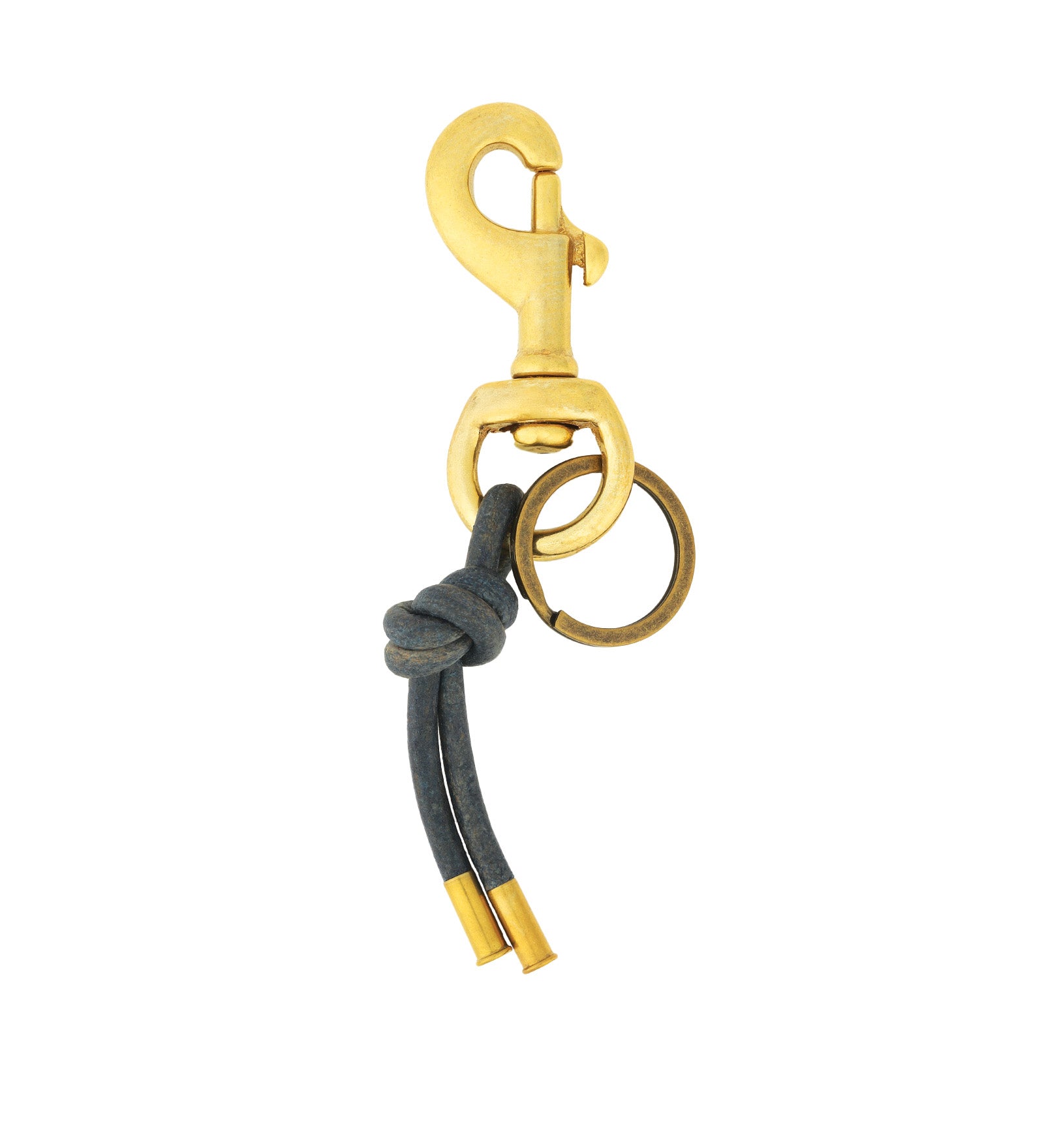 Tres Cuervos-Leather Knot Keychain-Accessories-Brass, Indigo-Blue Ruby Jewellery-Vancouver Canada