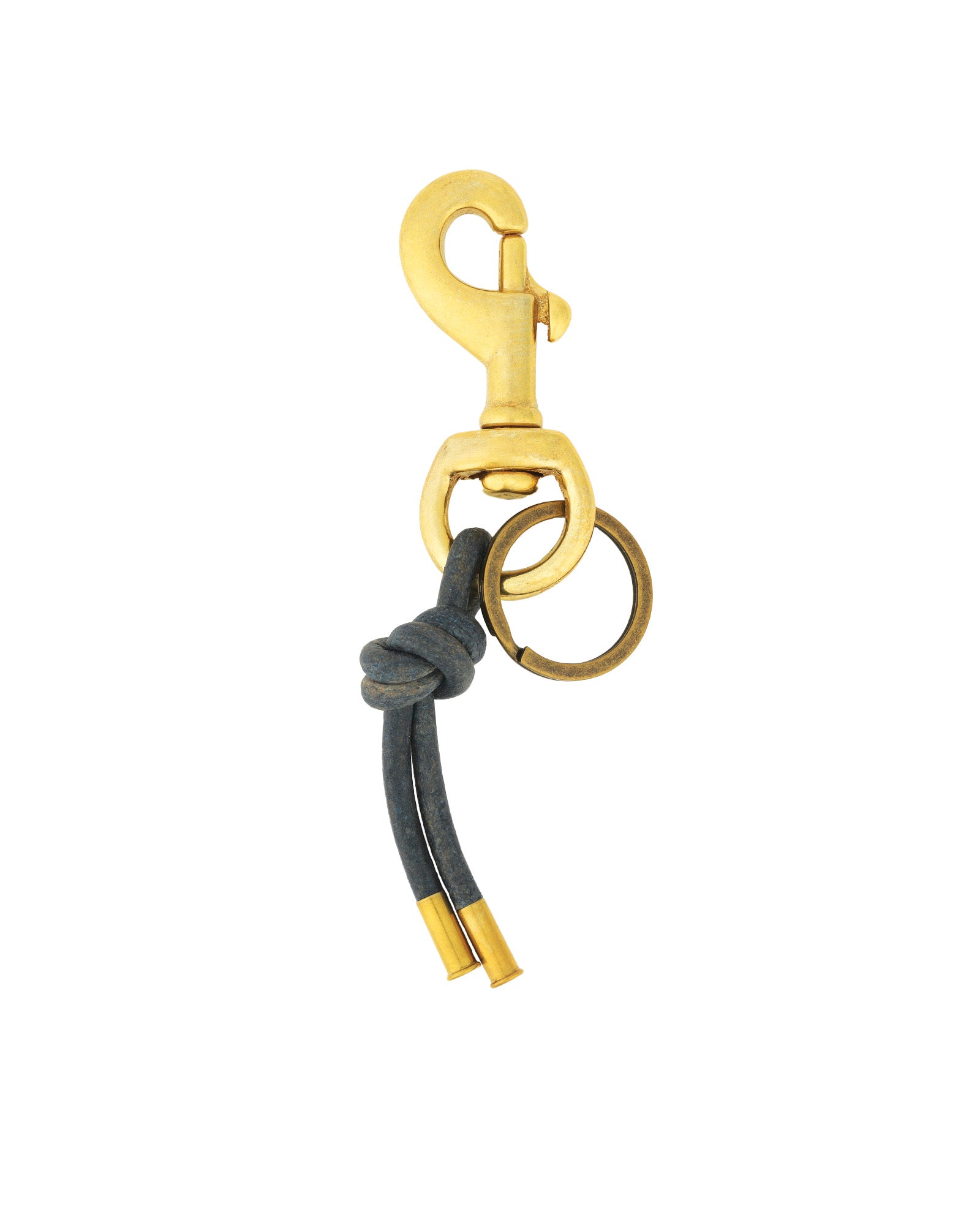 Tres Cuervos-Leather Knot Keychain-Accessories-Brass, Indigo-Blue Ruby Jewellery-Vancouver Canada