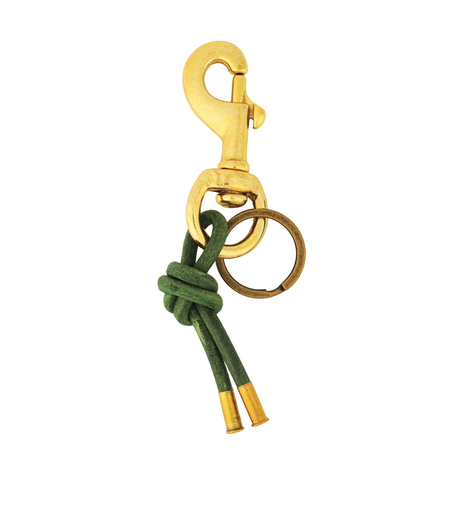 Tres Cuervos-Leather Knot Keychain-Accessories-Brass, Army Green-Blue Ruby Jewellery-Vancouver Canada