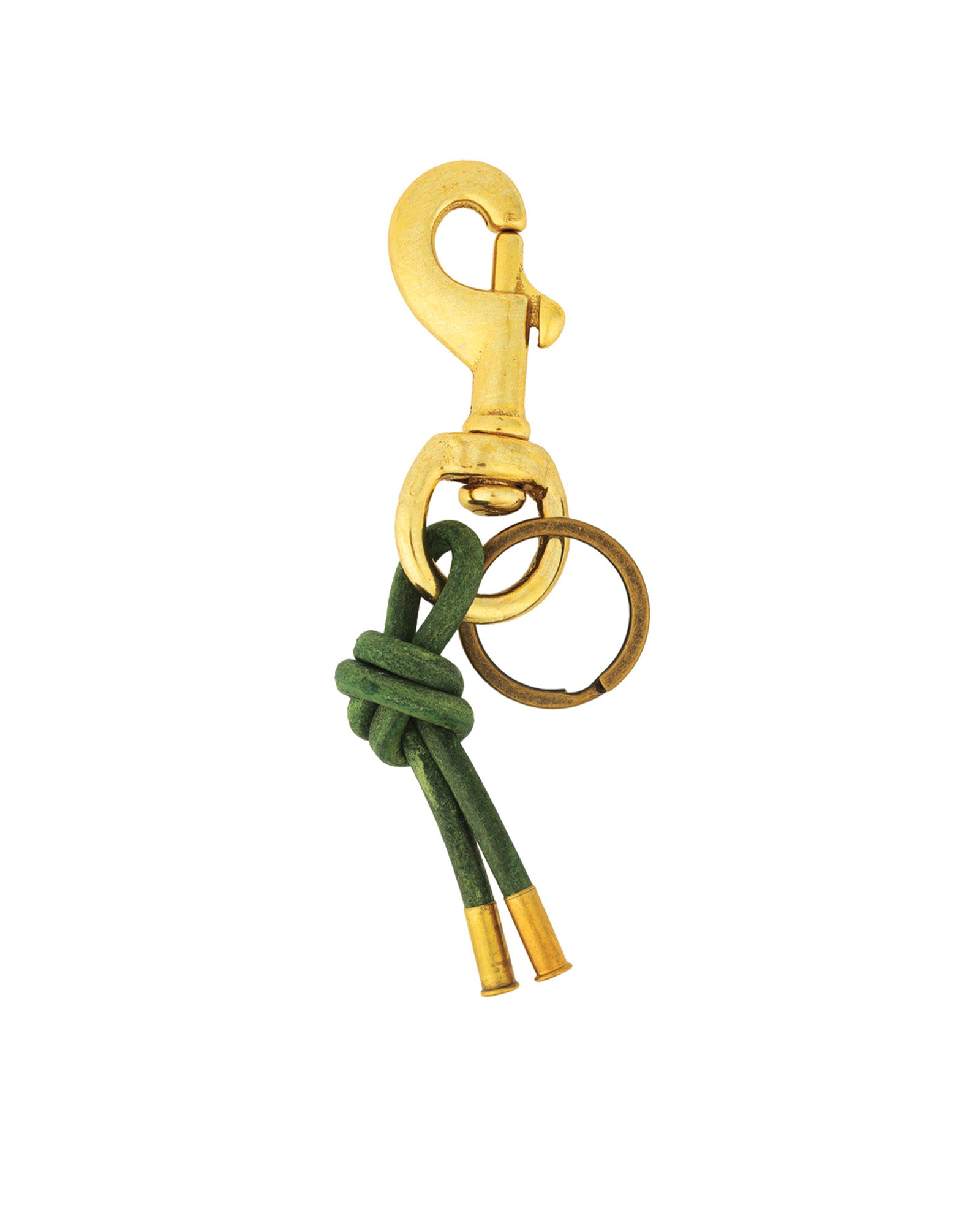 Tres Cuervos-Leather Knot Keychain-Accessories-Brass, Army Green-Blue Ruby Jewellery-Vancouver Canada