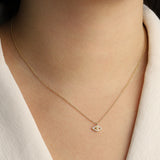 Quiet Icon-Evil Eye Pearl + CZ Necklace-Necklaces-Blue Ruby Jewellery-Vancouver Canada