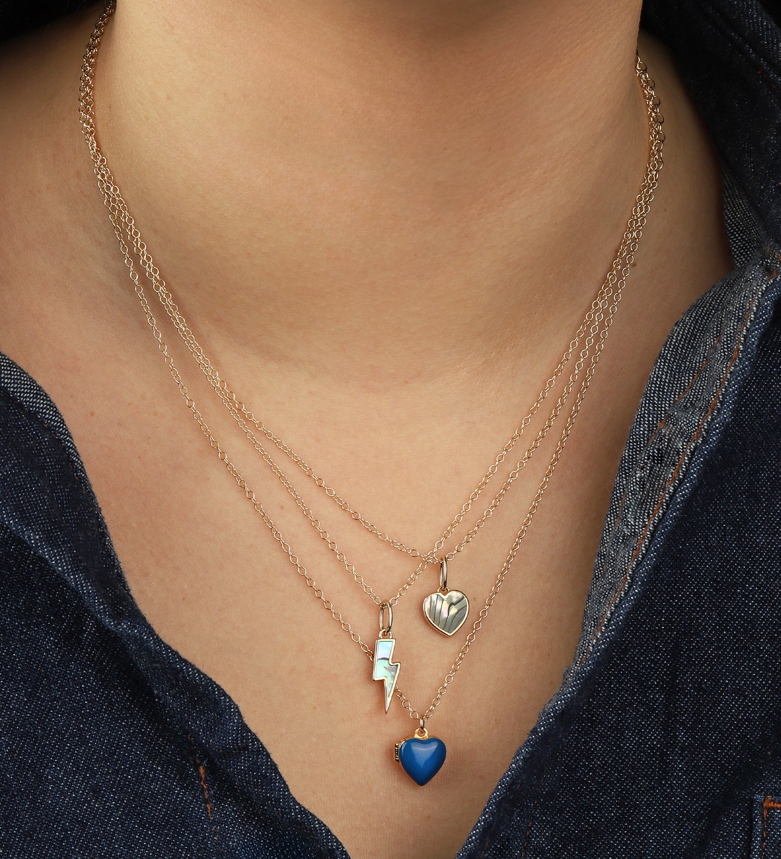 Kris Nations-Abalone Lightning Bolt Charm Necklace-Necklaces-Blue Ruby Jewellery-Vancouver Canada