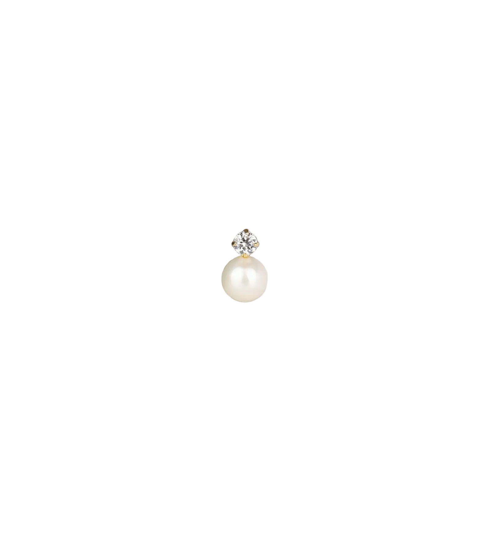 Valley of the Fine-Pearl + CZ Single Stud I 6mm-Earrings-10k Yellow Gold, White Pearl-Blue Ruby Jewellery-Vancouver Canada