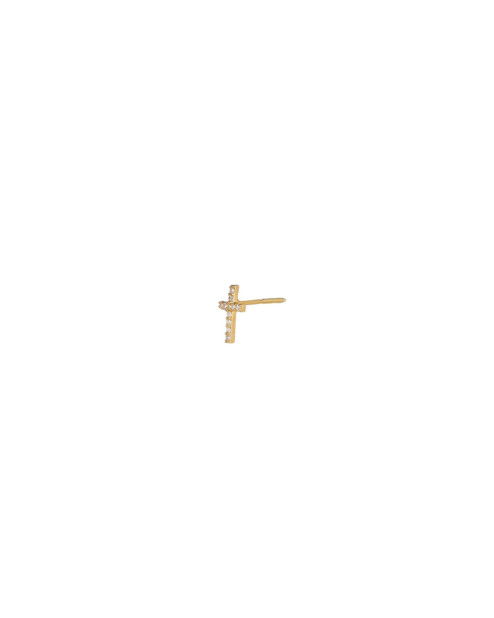 Valley of the Fine-Pavé Cross Single Stud-Earrings-Blue Ruby Jewellery-Vancouver Canada