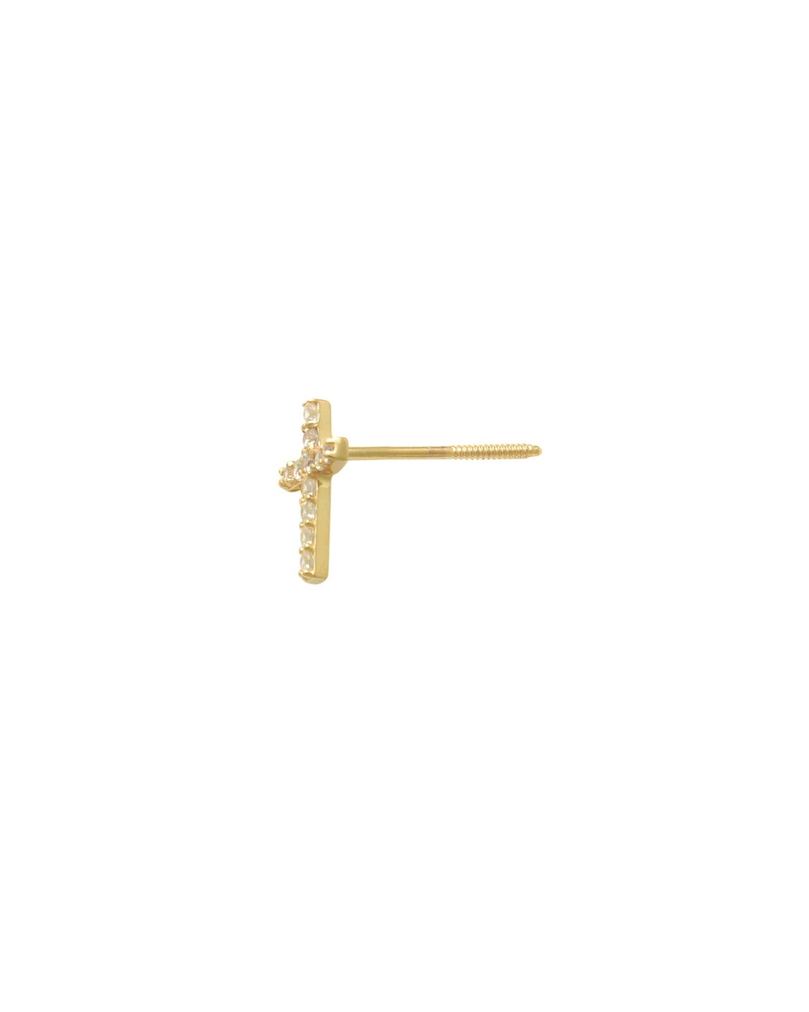 Valley of the Fine-Pavé Cross Stud-Earrings-10k Yellow Gold, Cubic Zirconia-Blue Ruby Jewellery-Vancouver Canada