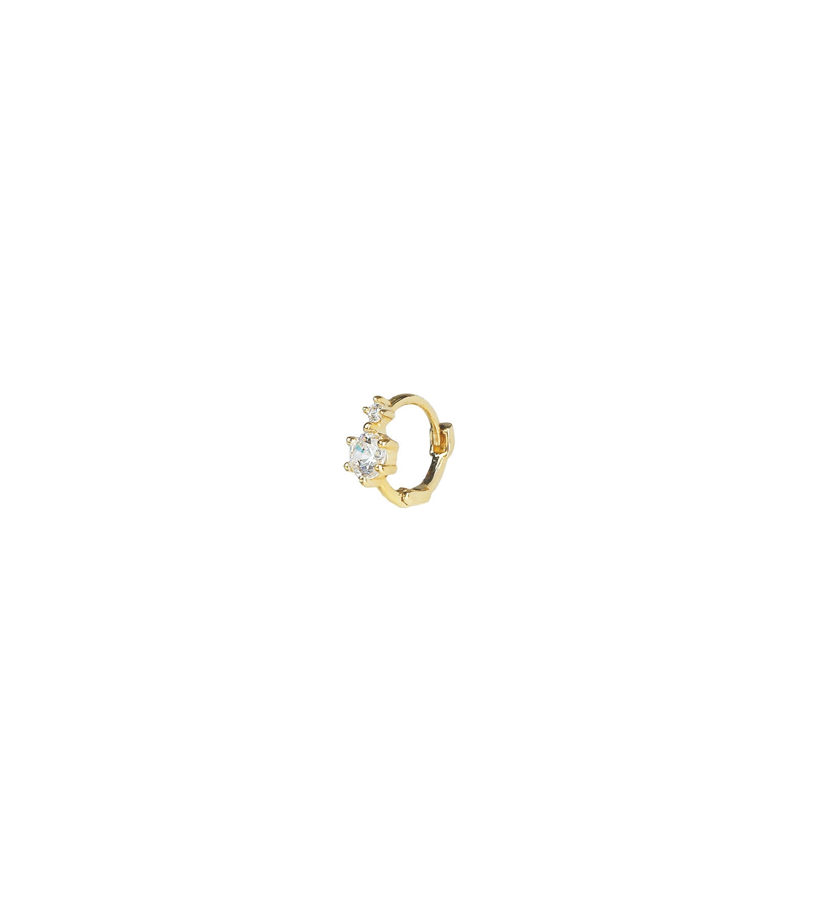 Valley of the Fine-Two CZ Single Huggie | 7mm-Earrings-Blue Ruby Jewellery-Vancouver Canada