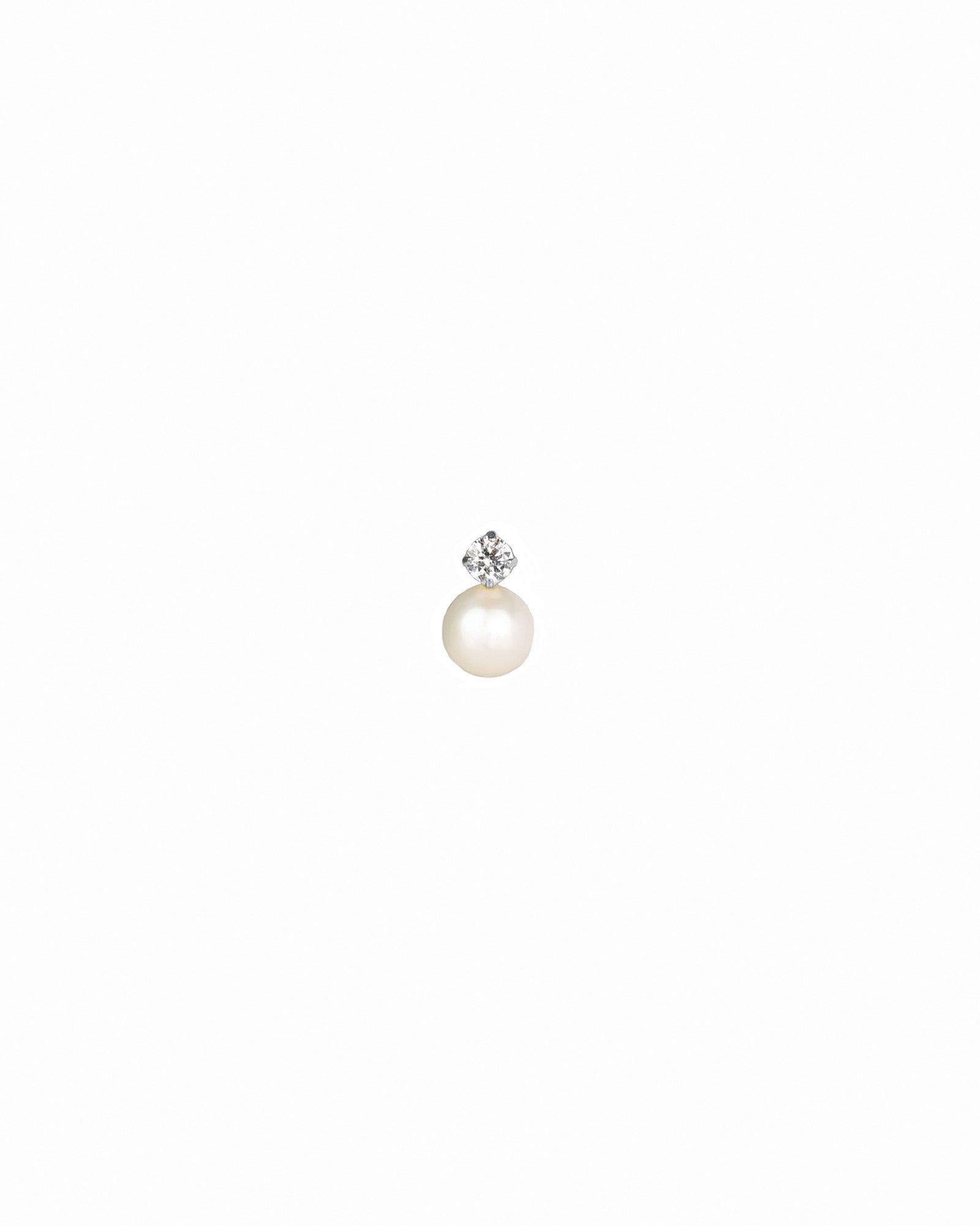 Valley of the Fine-Pearl + CZ Single Stud I 6mm-Earrings-10k White Gold, White Pearl-Blue Ruby Jewellery-Vancouver Canada
