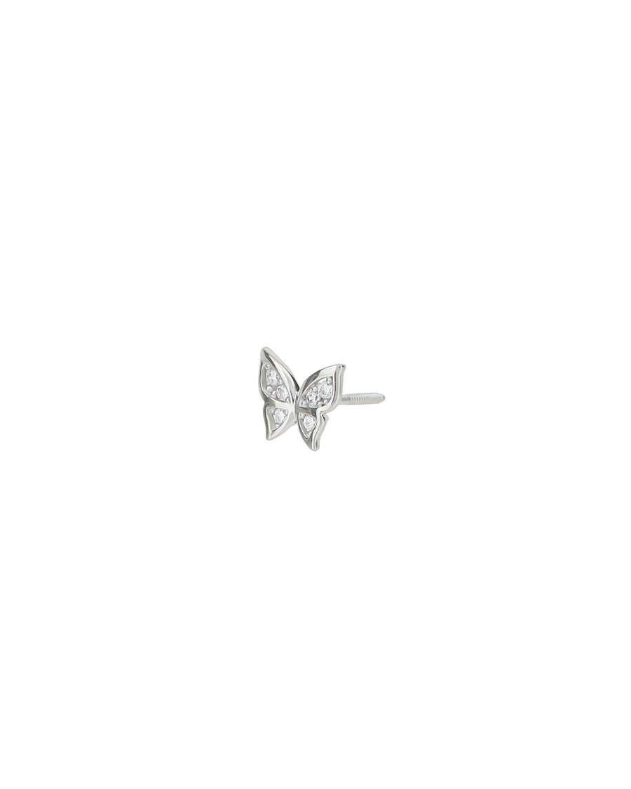 Valley of the Fine-Butterfly CZ Stud-Earrings-10k White Gold, Cubic Zirconia-Blue Ruby Jewellery-Vancouver Canada