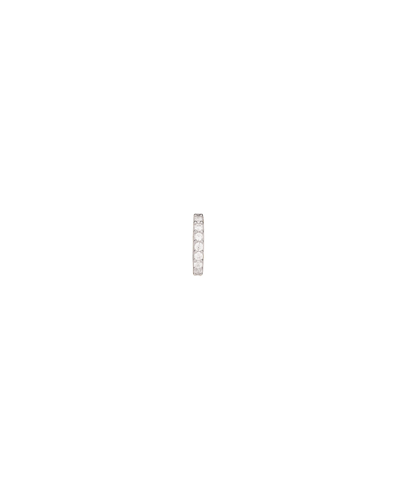 Valley of the Fine-Pavé Single Huggie | 11mm-Earrings-10k White Gold, Cubic Zirconia-Blue Ruby Jewellery-Vancouver Canada