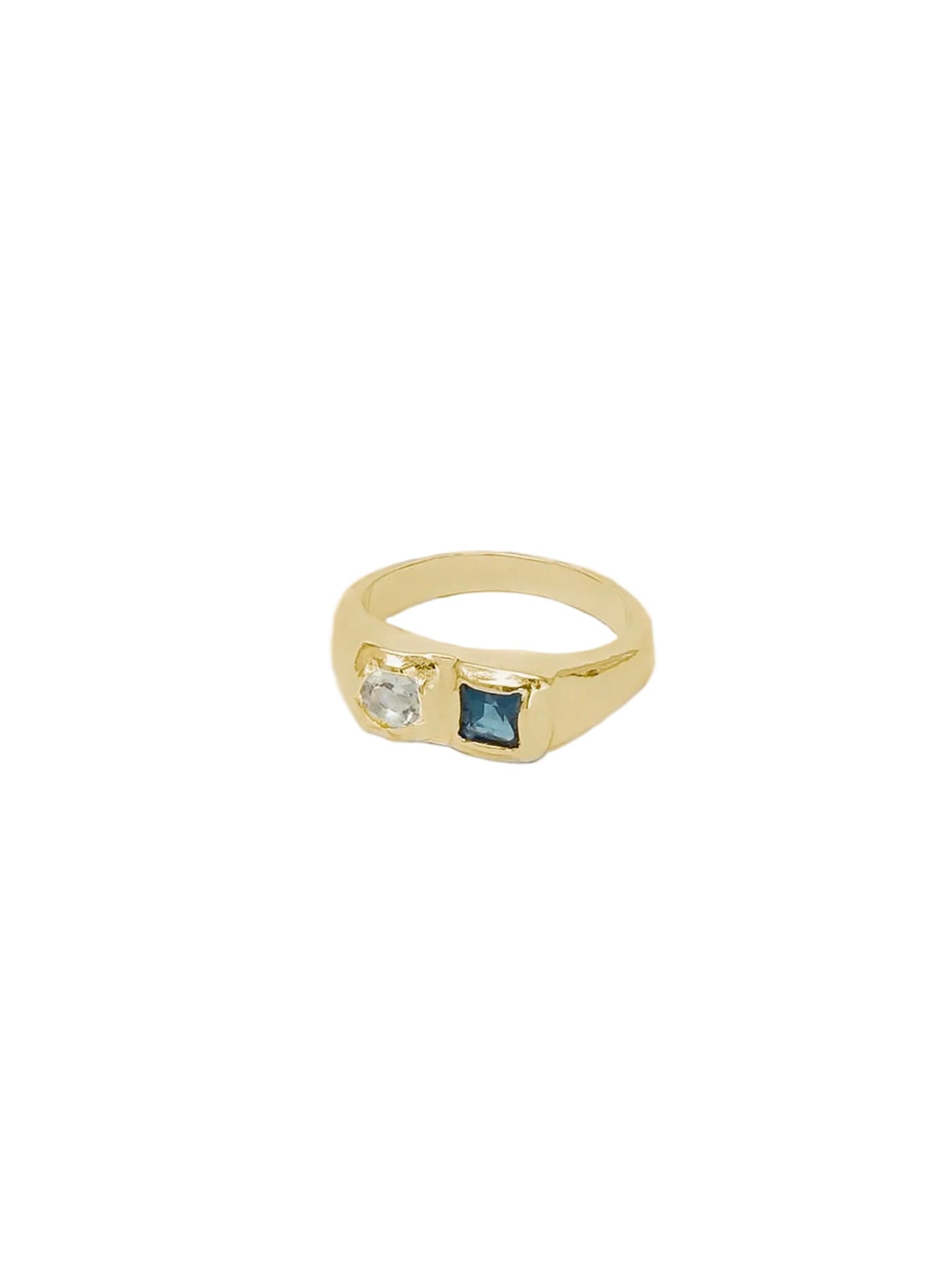 Wolf Circus-Bryce Ring-Rings-14k Gold Plated, Blue Topaz, Seafoam Amethyst-5-Blue Ruby Jewellery-Vancouver Canada