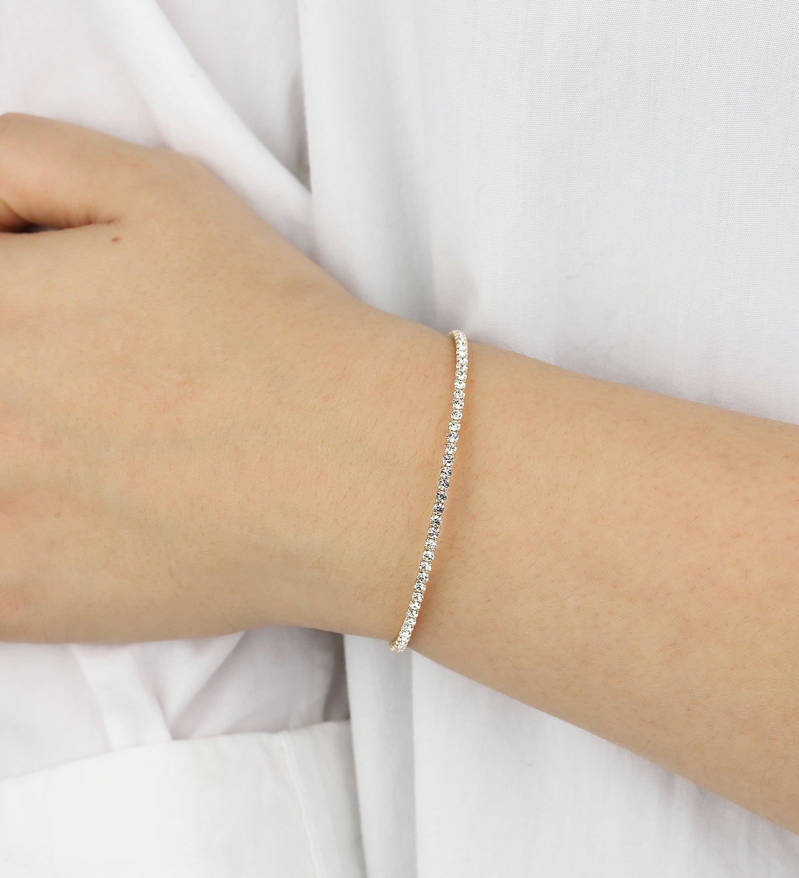 1 Coil Crystal Cuff Gold Tone, White Crystal