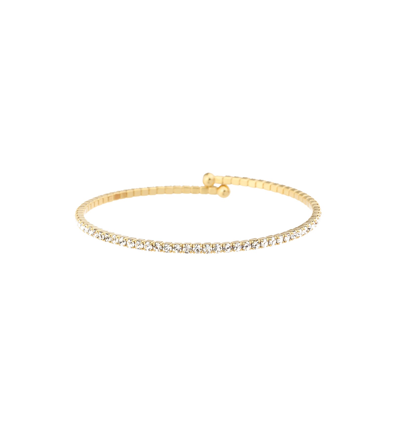 1 Coil Crystal Cuff Gold Tone, White Crystal
