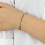 Weekend Ritual-1 Row 2.5mm CZ Stretch Bracelet-Bracelets-Gold Plated, Black Diamond Cubic Zirconia-Blue Ruby Jewellery-Vancouver Canada