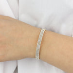 3 Row Crystal Bracelet Gold Tone, White Crystal