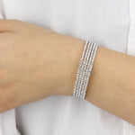 5 Row Crystal  Wrap Cuff Silver Tone, White Crystal