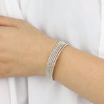 5 Row Crystal  Wrap Cuff Gold Tone, White Crystal