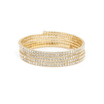 5 Row Crystal  Wrap Cuff Gold Tone, White Crystal