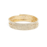 5 Row Crystal  Wrap Cuff Gold Tone, White Crystal