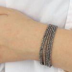 6 Row Crystal Bracelet Gunmetal Tone, Black Diamond Crystal