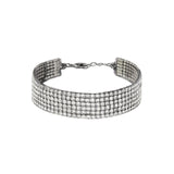 6 Row Crystal Bracelet Gunmetal Tone, Black Diamond Crystal