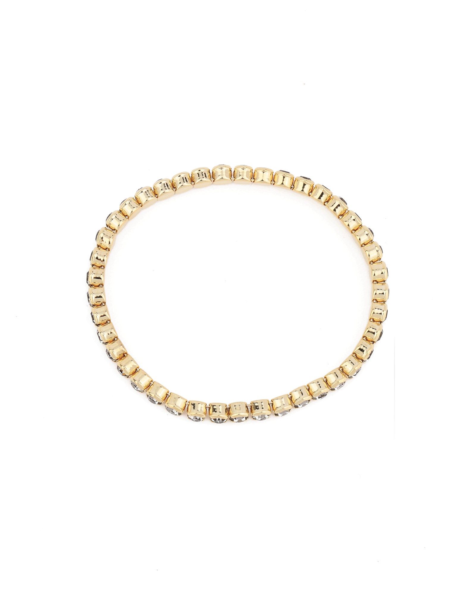 1 Row 4mm Crystal Stretch Bracelet Gold Tone, Black Diamond Crystal