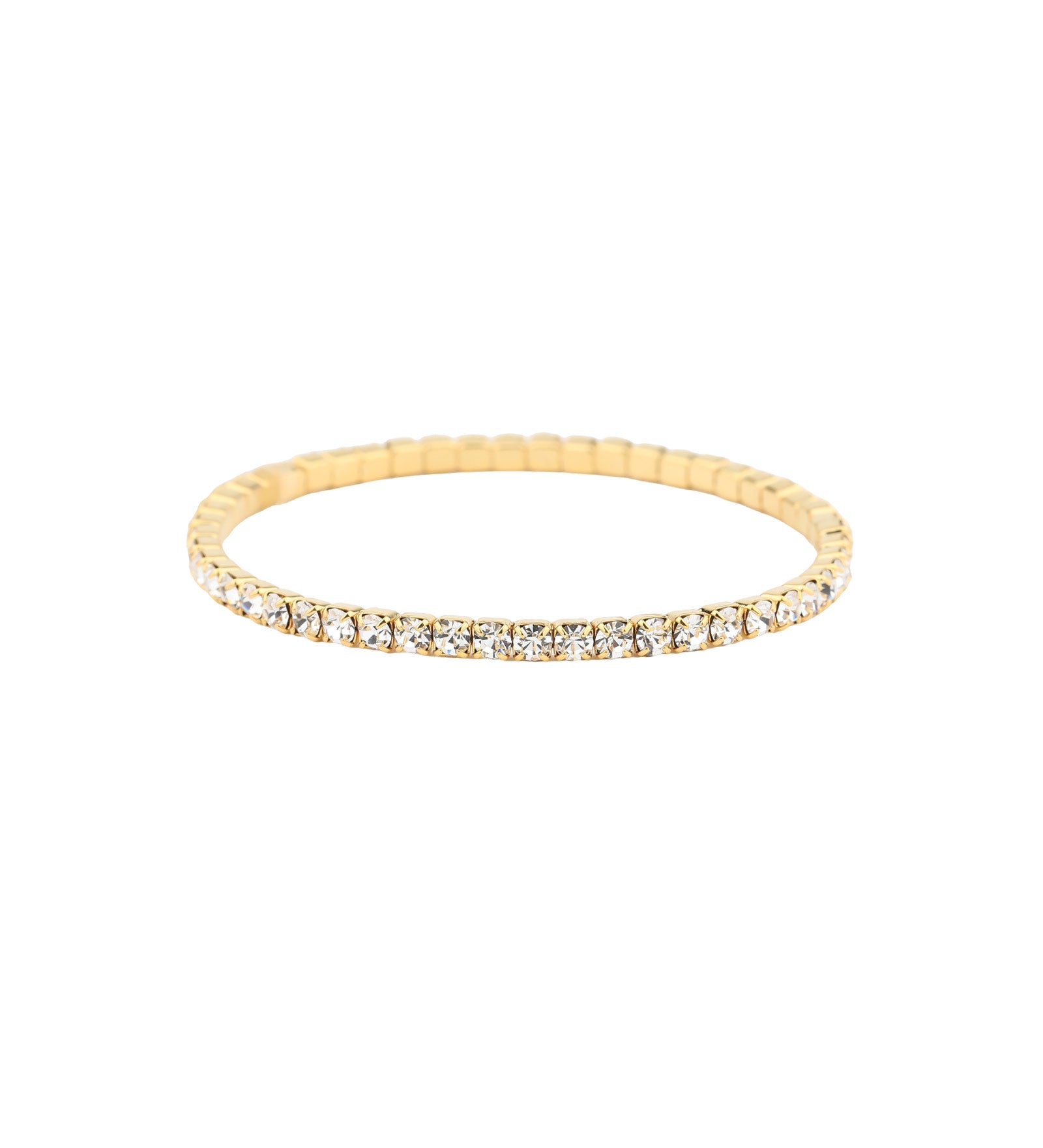 1 Row 3mm Crystal Stretch Bracelet Gold Tone, White Crystal