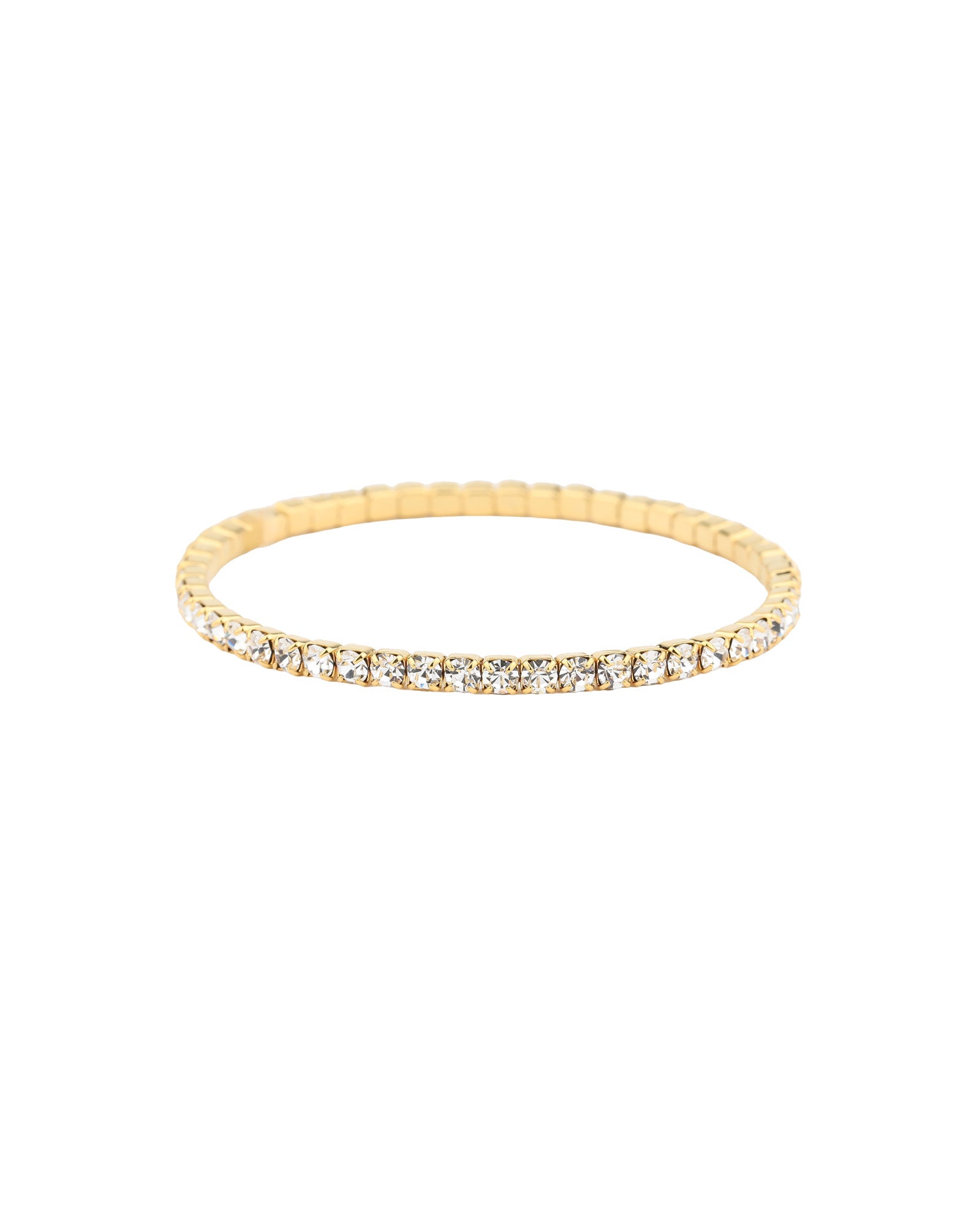 1 Row 3mm Crystal Stretch Bracelet Gold Tone, White Crystal