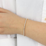 1 Row 3mm Crystal Stretch Bracelet Gold Tone, White Crystal