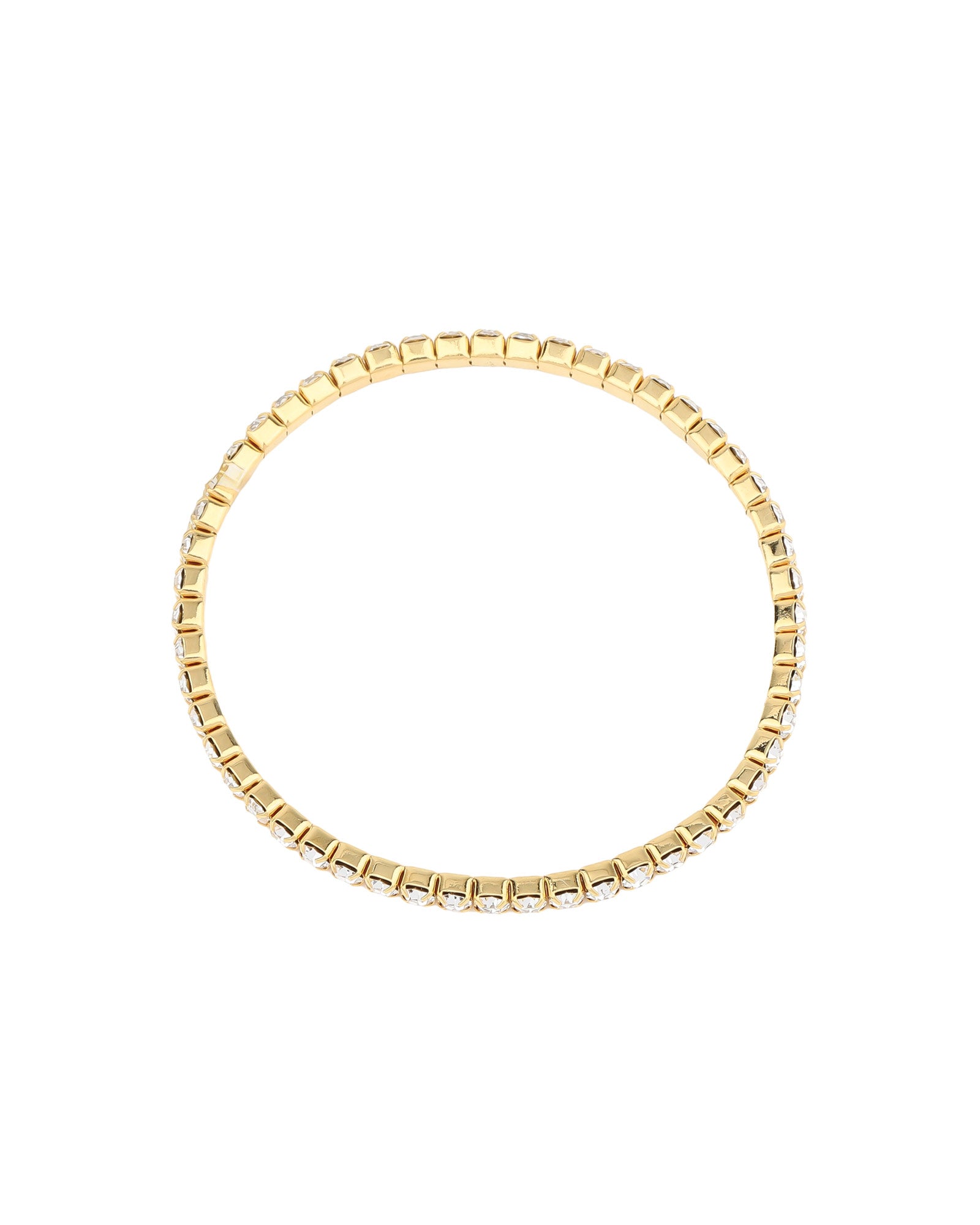 1 Row 3mm Crystal Stretch Bracelet Gold Tone, White Crystal