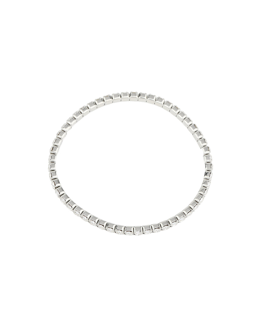 1 Row 3mm Crystal Stretch Bracelet Silver Tone, White Crystal