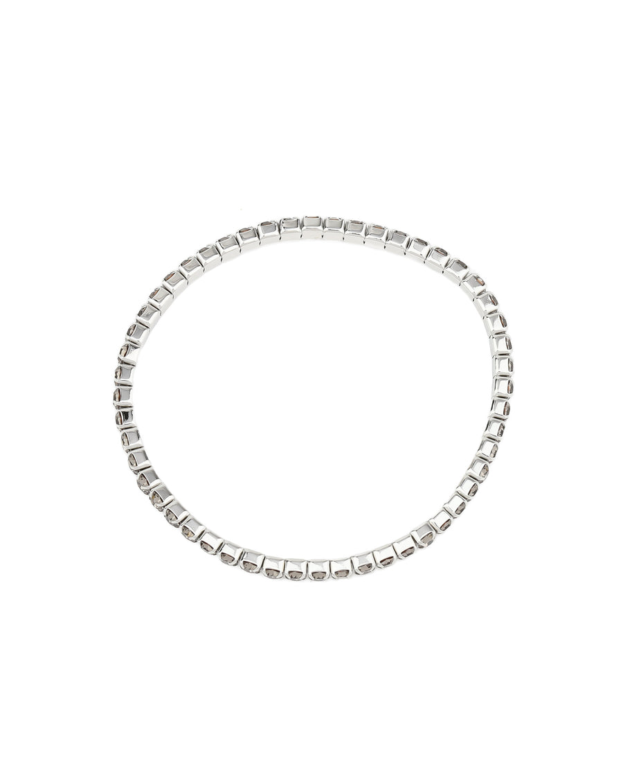 1 Row 3mm Crystal Stretch Bracelet Silver Tone, Hematite Crystal