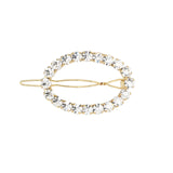 1 Row Large Crystal Oval Hairclip Gold Tone, White Crystal