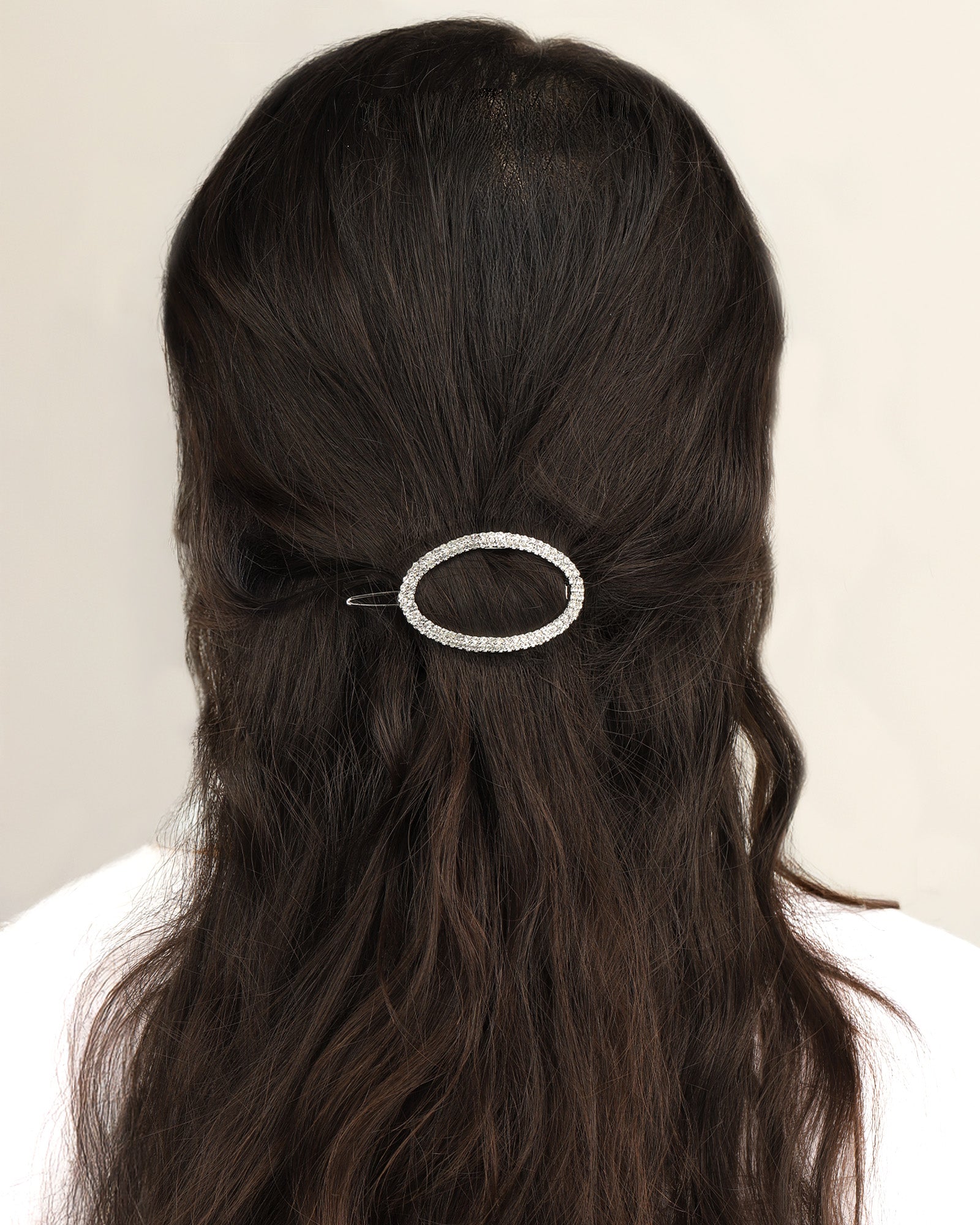 Weekend Ritual-2 Row Crystal Oval Hairclip-Accessories-Blue Ruby Jewellery-Vancouver Canada