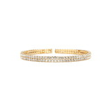 Weekend Ritual-2 Row CZ Cuff-Bracelets-Gold Tone, Cubic Zirconia-Blue Ruby Jewellery-Vancouver Canada