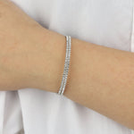 Weekend Ritual-2 Row CZ Cuff-Bracelets-Silver Plated, Cubic Zirconia-Blue Ruby Jewellery-Vancouver Canada