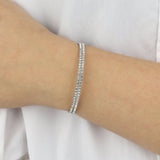 Weekend Ritual-2 Row CZ Cuff-Bracelets-Silver Plated, Cubic Zirconia-Blue Ruby Jewellery-Vancouver Canada