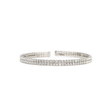Weekend Ritual-2 Row CZ Cuff-Bracelets-Silver Plated, Cubic Zirconia-Blue Ruby Jewellery-Vancouver Canada
