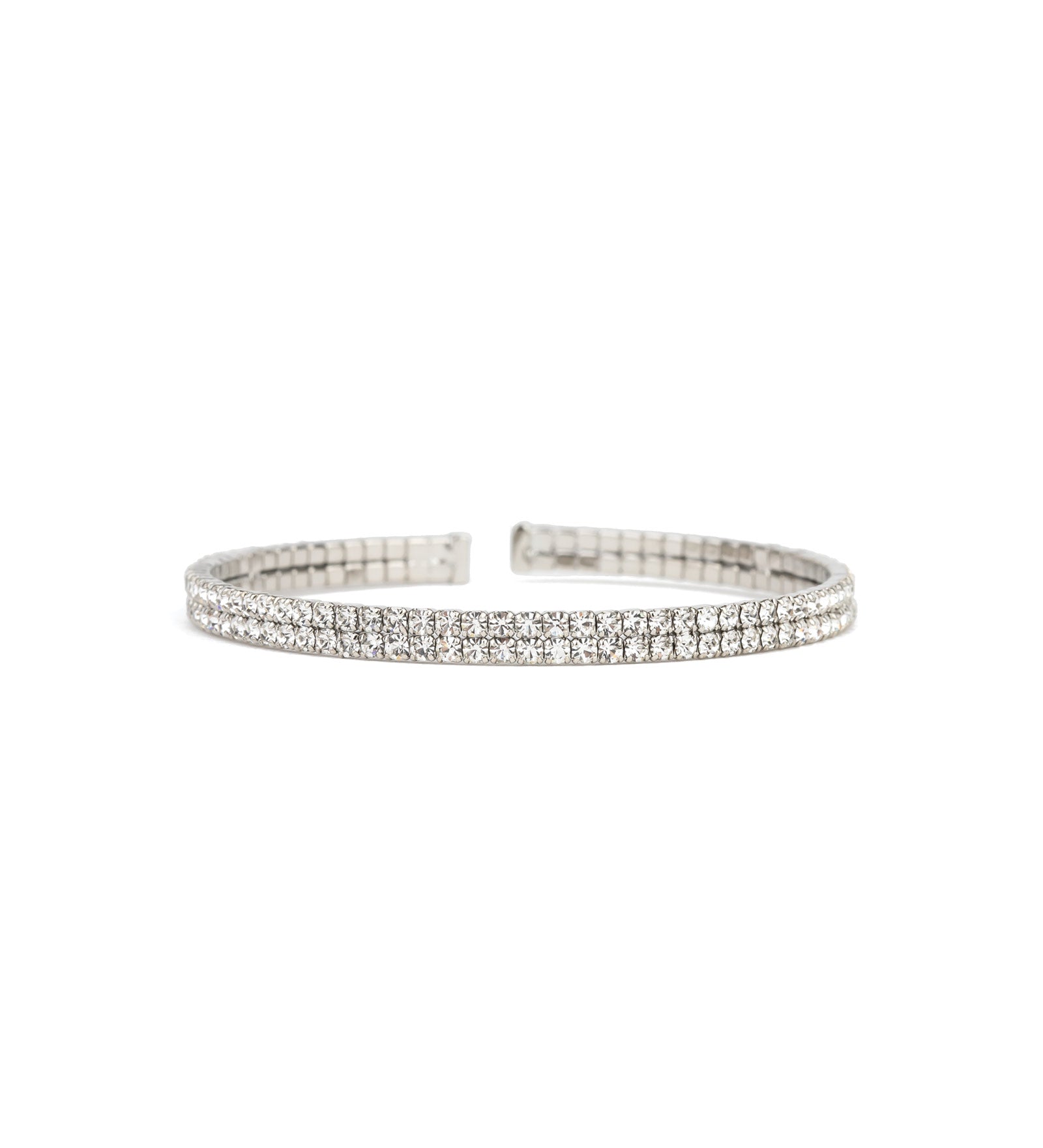 Weekend Ritual-2 Row CZ Cuff-Bracelets-Silver Plated, Cubic Zirconia-Blue Ruby Jewellery-Vancouver Canada