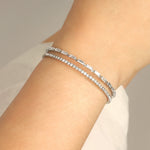 Weekend Ritual-2 Row Crystal & CZ Baguette Cuff-Bracelets-Blue Ruby Jewellery-Vancouver Canada