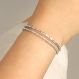 Weekend Ritual-2 Row Crystal & CZ Baguette Cuff-Bracelets-Blue Ruby Jewellery-Vancouver Canada