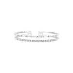 2 Row Crystal & CZ Baguette Cuff Silver Tone, White Crystal