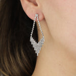 Kite Crystal Studs Silver Tone, White Crystal