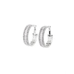 Baguette CZ Row Hoop | 34mm Silver Tone, White Crystal