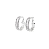 Baguette CZ Row Hoop | 34mm Silver Tone, White Crystal