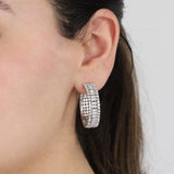 Baguette CZ Row Hoop | 34mm Silver Tone, White Crystal