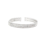 3 Row Crystal Cuff Silver Tone, White Crystal