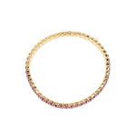 1 Row 3mm Crystal Stretch Bracelet Gold Tone, Fushia Crystal